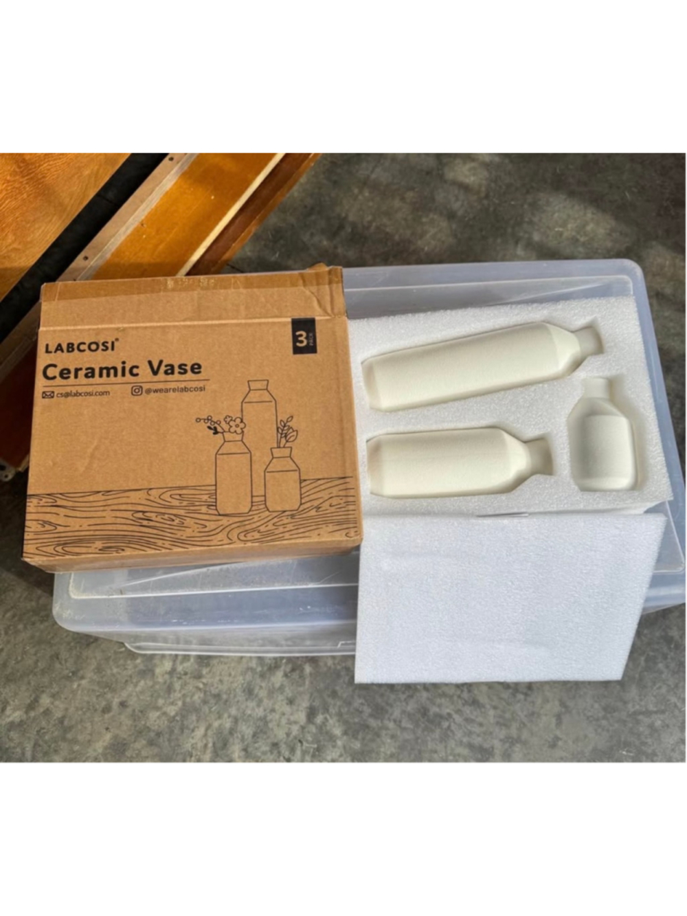 LABCOSI Ceramic Vase Set of 3, One Size, White